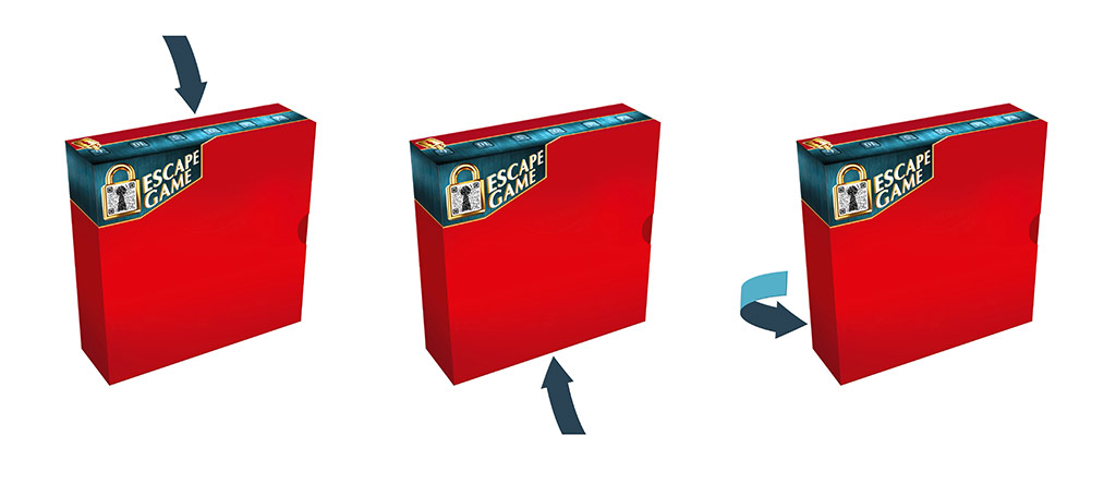 Ablesereihenfolge der Hinweise auf der Schachtel: Oberkante, Unterkante, Rückseite der Schachtel